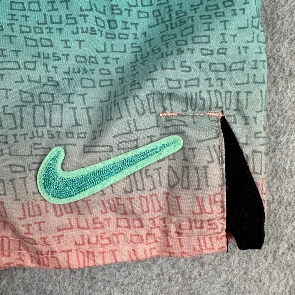 Nike Mens Ombre Swim Trunks Teal Green Pink Board Shorts Just Do It Size‎ Large